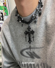 Gothic Cross Layered Necklace