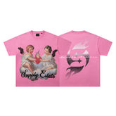 Supply Twin Cherub Heart Pink Short Sleeve Tee