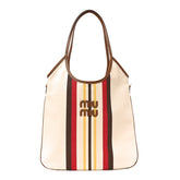 Canvas Calfskin Striped Ivy Beige Naturale Moro