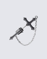 Black Cross Chain Earring