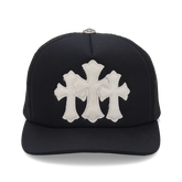 Chrome Hearts Calf Hair Triple Cemetery Cross Trucker Hat Black