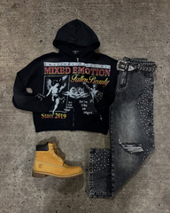 mixed‑emotion‑zip‑hoodie‑rhinestone‑jeans‑set