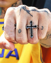 Black Cross Open Ring