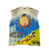 Roughplay Sun Skeleton Mushroom Vintage Graphic Sleeveless Tank Top