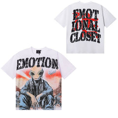 Mixed EMOTION White Alien Portrait Tee
