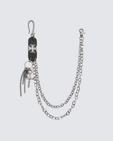 Cross Chain Pant Chain with Keychains - Silver Tone
