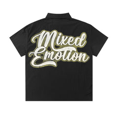 Mixed EMOTION Blind Angel Graphic Zip‑Up Short Sleeve Shirt