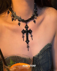 Gothic Cross Layered Necklace