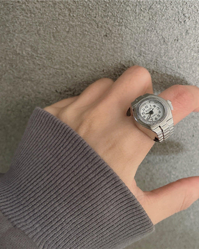 Punk-Inspired Quartz Watch Ring
