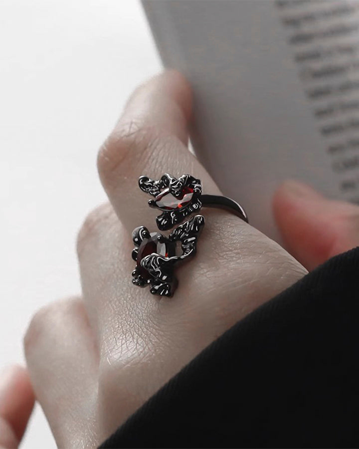 Open Dark Red Gem Statement Ring