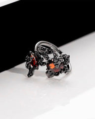 Open Dark Red Gem Statement Ring