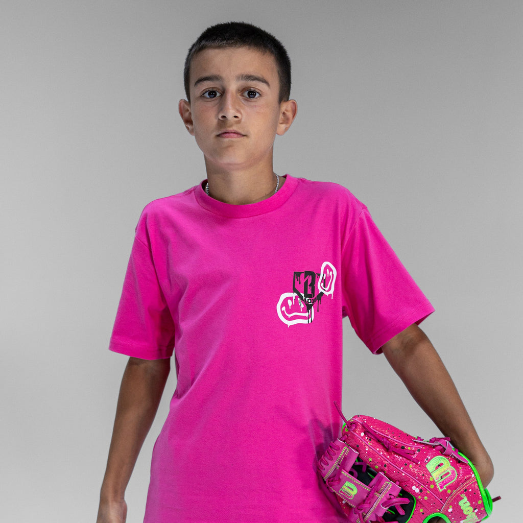 Smiley Slugger Youth Tee - Pink