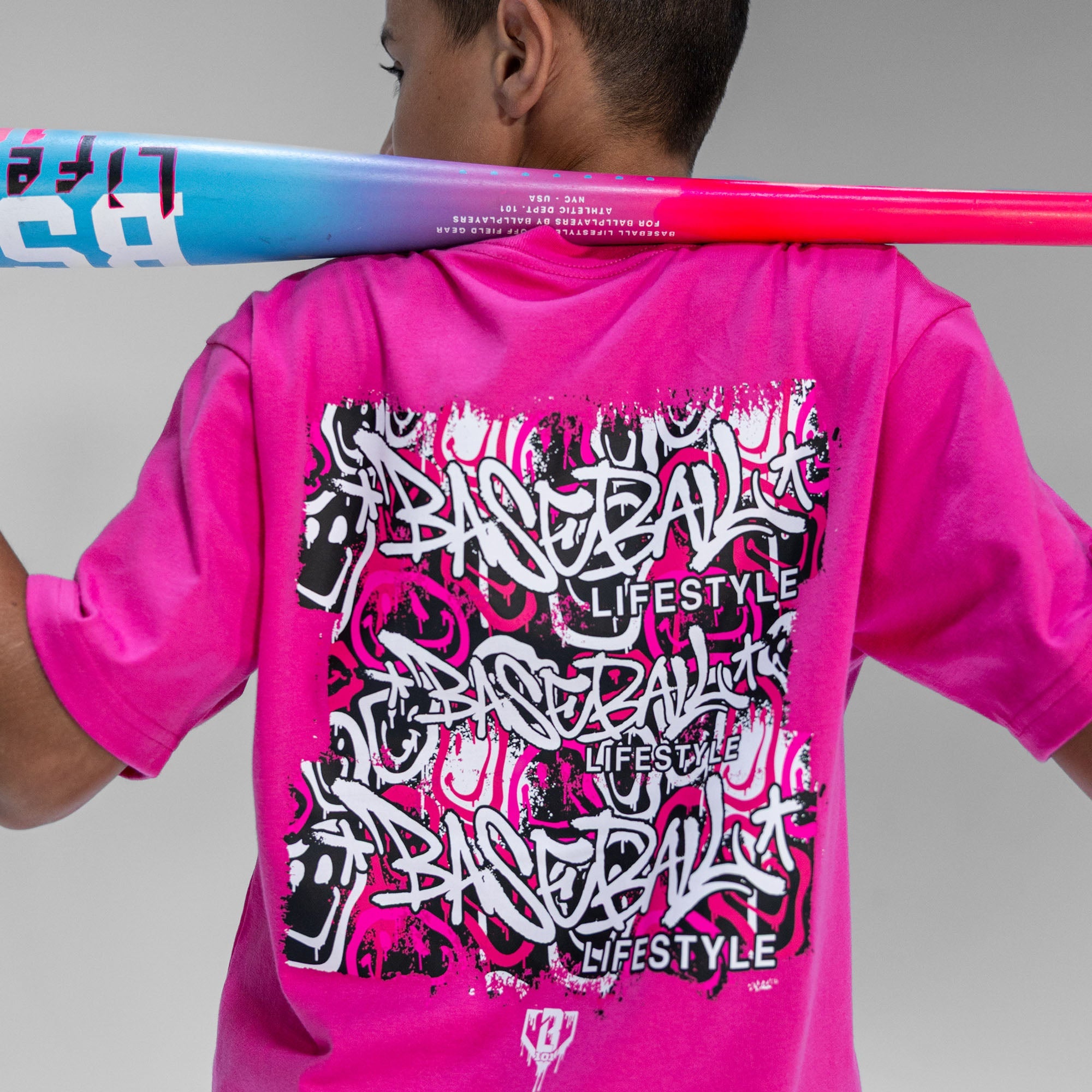 Smiley Slugger Youth Tee - Pink
