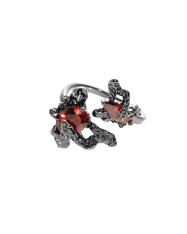 Open Dark Red Gem Statement Ring
