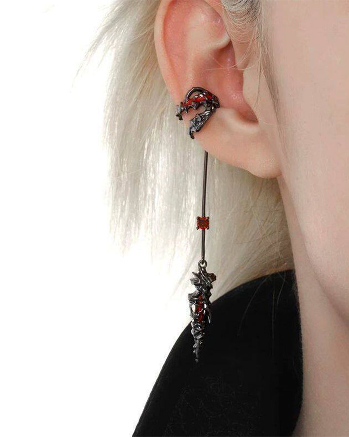 Shadow Flame Dragon Spike Drop Ear Cuff