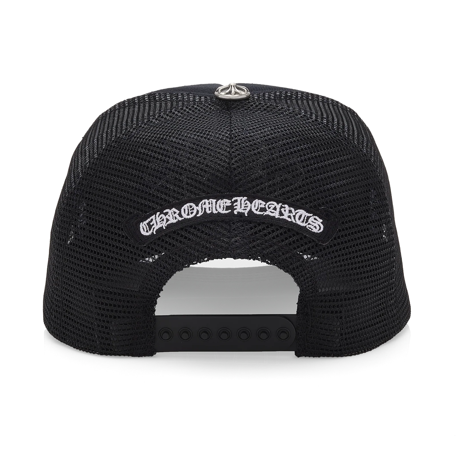 Chrome Hearts Calf Hair Triple Cemetery Cross Trucker Hat Black