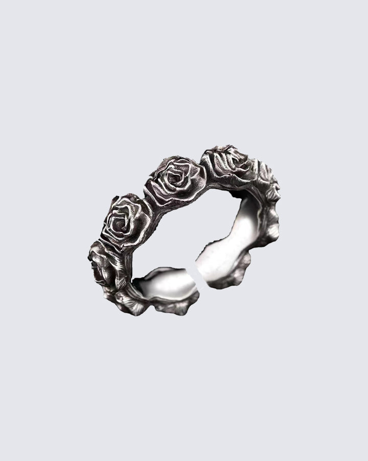Minimalist Open Black Rose Ring