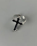 Black Cross Open Ring