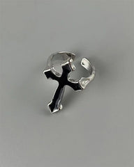 Black Cross Open Ring
