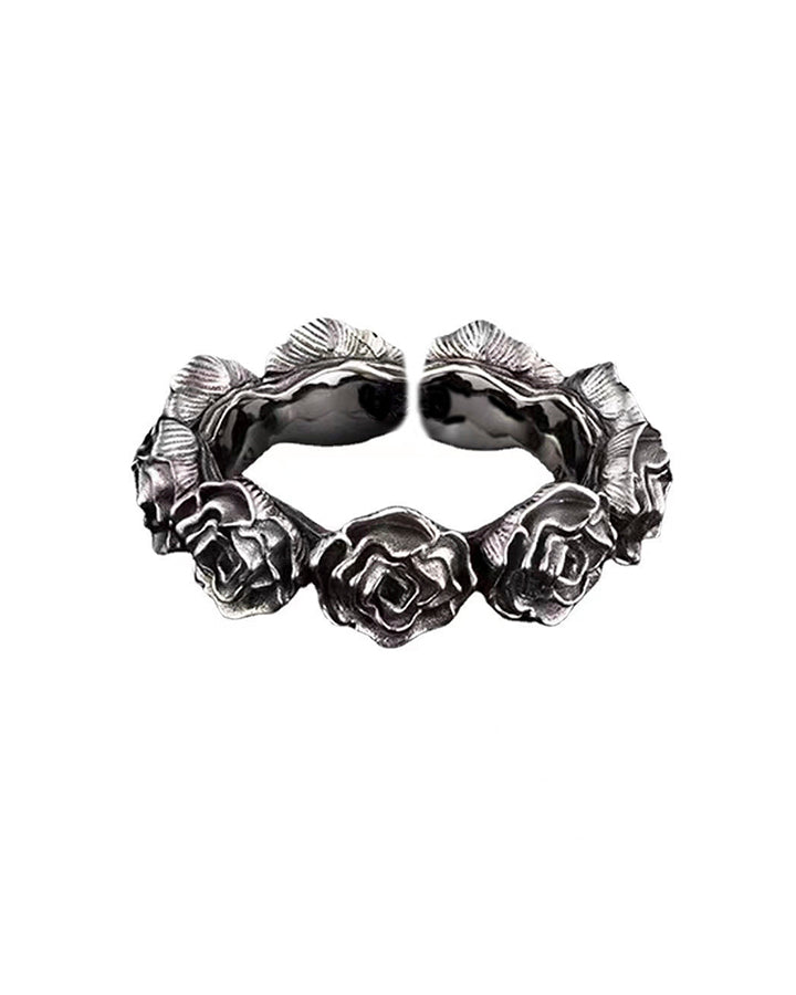 Minimalist Open Black Rose Ring