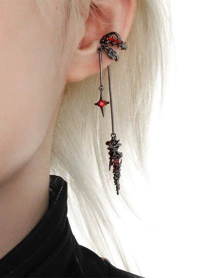 Shadow Flame Dragon Spike Drop Ear Cuff