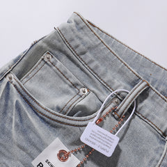 Purple Brand Skinny Fit Jeans - Light Blue Wash with Sequin Ripped Details
