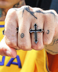 Black Cross Open Ring