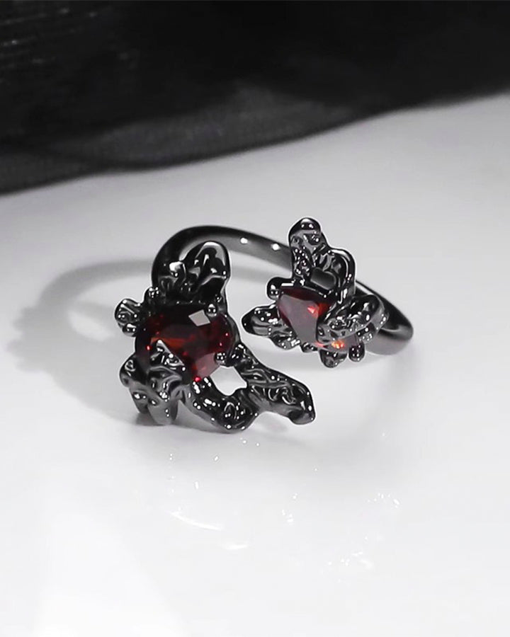 Open Dark Red Gem Statement Ring