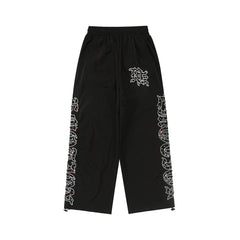 Mixed EMOTION Rhinestone Embroidered Wide Leg Pants