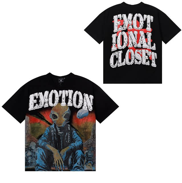 Mixed EMOTION Black Alien Portrait Tee