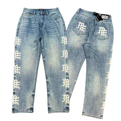 Mixed EMOTION Vertical Letter Print Light Jeans