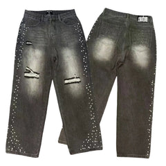 Mixed EMOTION Dark Wash Stud Distressed Jeans