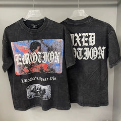 Mixed EMOTION Washed Distressed Angel Tee