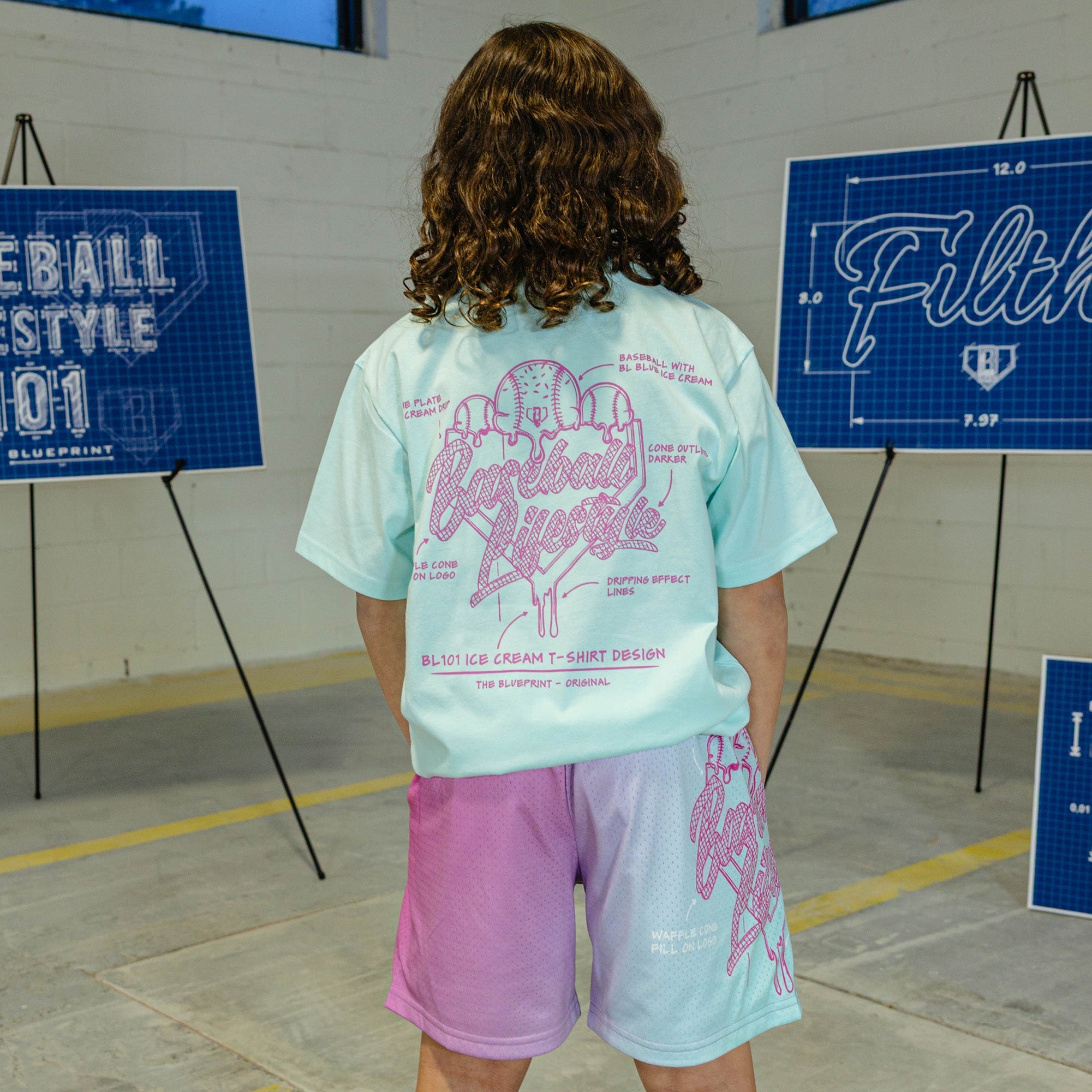 OG Ice Cream Design Youth Tee - Light Blue