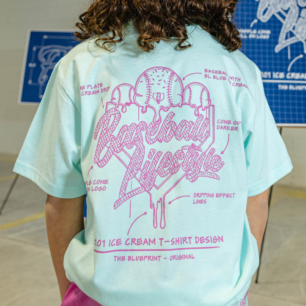 OG Ice Cream Design Youth Tee - Light Blue