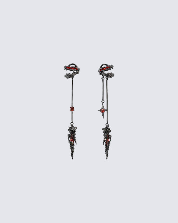 Shadow Flame Dragon Spike Drop Ear Cuff