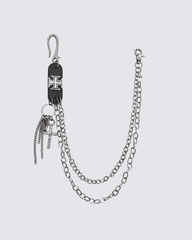 Cross Chain Pant Chain with Keychains - Silver Tone