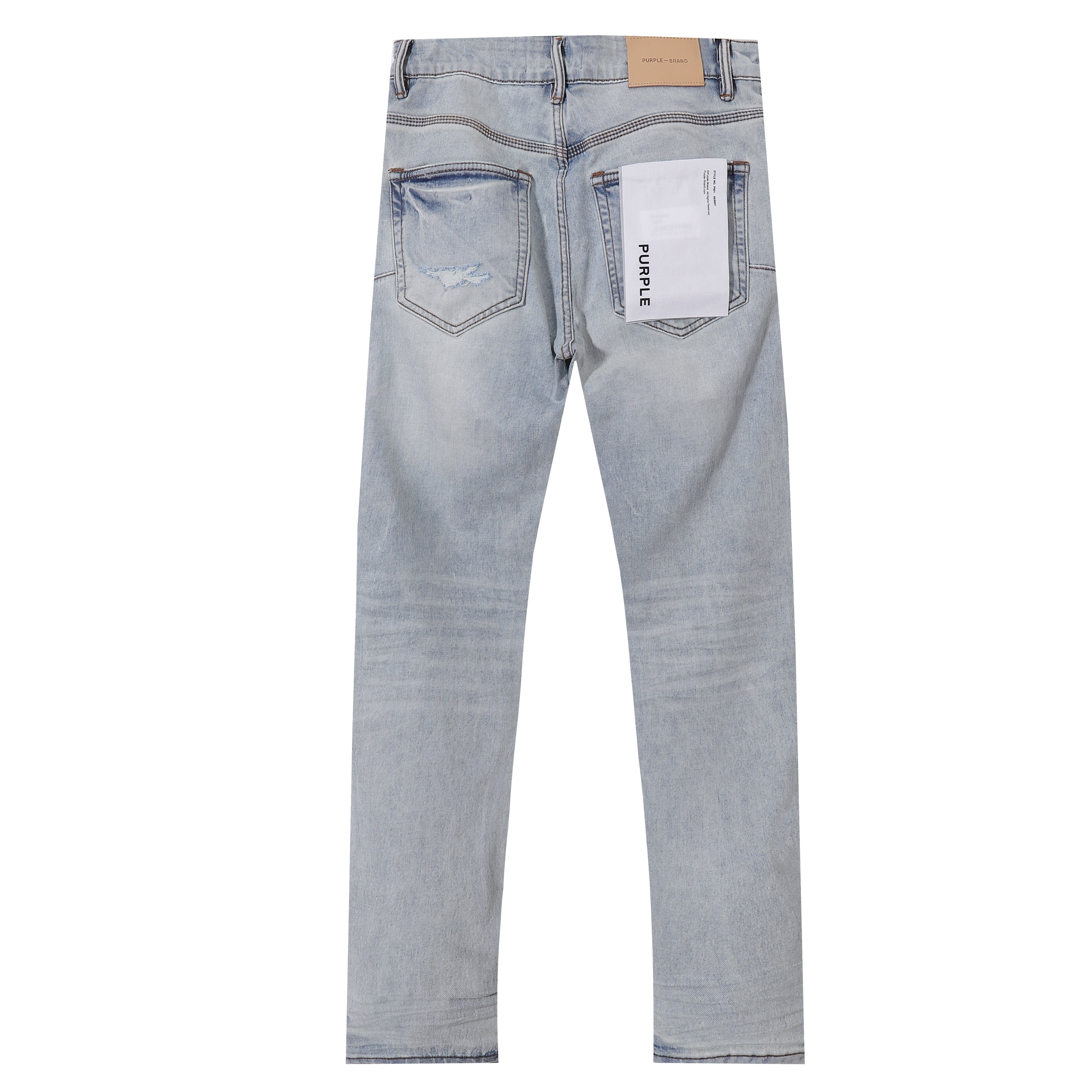 Purple Brand Skinny Fit Jeans - Light Blue Wash with Sequin Ripped Details