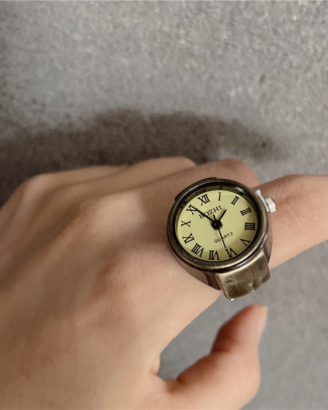 Punk-Inspired Quartz Watch Ring